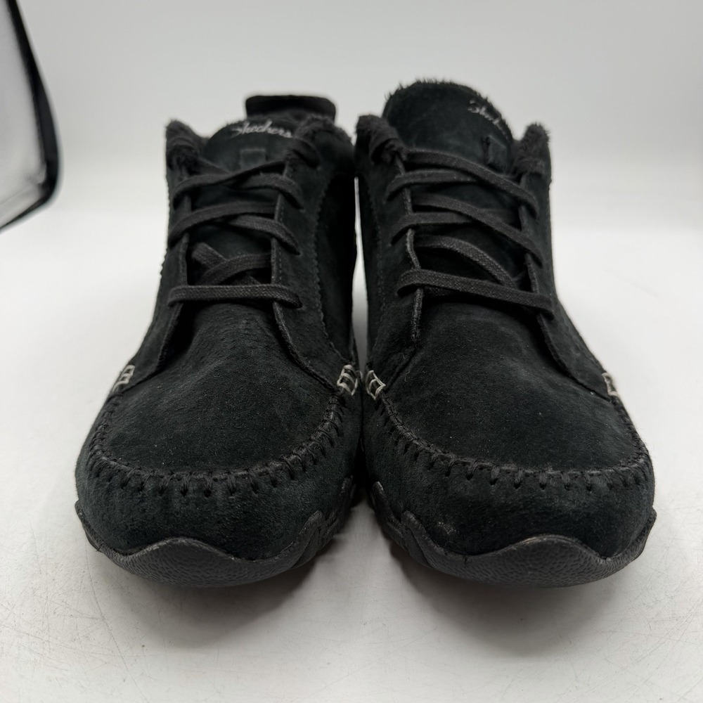 Skechers Bikers Lineage Chukka Boots Womens Sz 10 W WIDE Black Suede Ankle Shoes - Picture 4 of 11